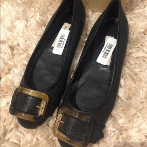 Black calf leather flats